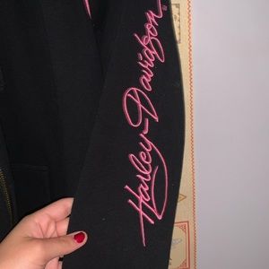 Vintage Harley Davidson Biker Jacket, hot pink and black